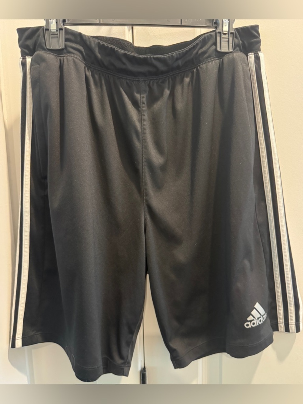 adidas Black Mens Athletic Shorts with White Side Stripes